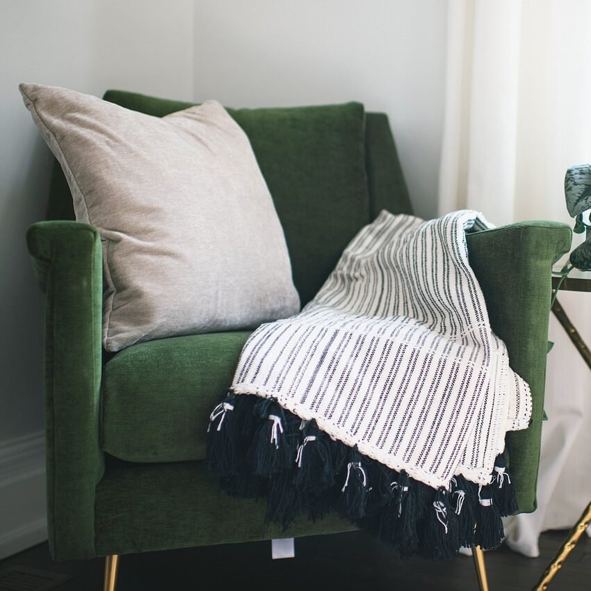 chair, home, room, plant, ivy, interior, table, blanket, pillow, curtain, clean, drapes, silver satin ivy, nature, still life